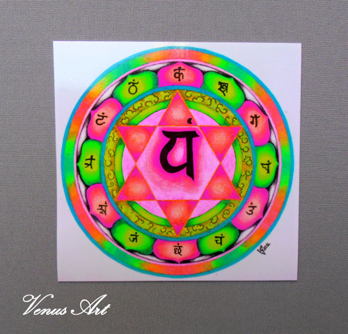 Magnetka - Mandala 4.čakra 12x12 cm — foto 2