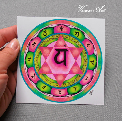 Magnetka - Mandala 4.čakra 12x12 cm — foto 4