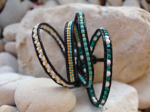 Náramek Wrap Bracelet černo-smaragdový — foto 2
