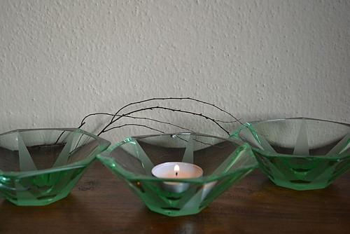 Tři - skleněné misky - art deco — foto 2