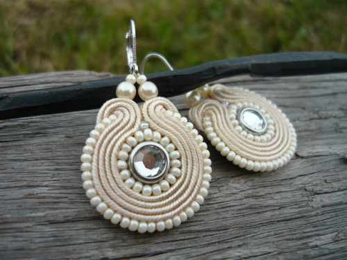 Soutache Náušnice Ivory Love mini — foto 2