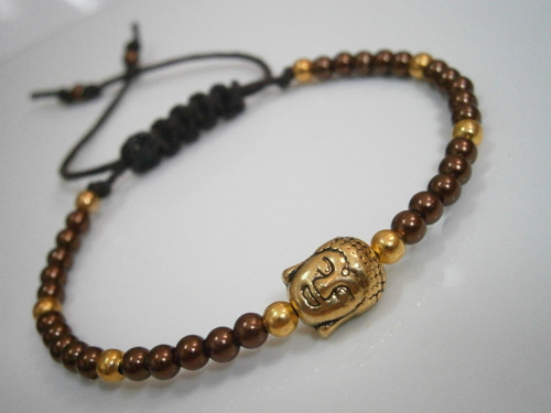 Hnědozlatý náramek s Buddhou (Unisex) — foto 2