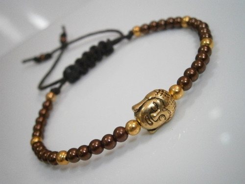 Hnědozlatý náramek s Buddhou (Unisex) — foto 3