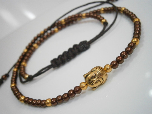 Hnědozlatý náhrdelník s Buddhou (Unisex) — foto 2