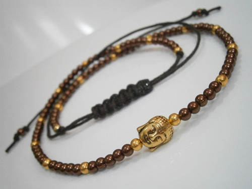 Hnědozlatý náhrdelník s Buddhou (Unisex) — foto 3