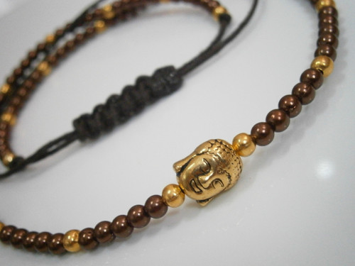 Hnědozlatý náhrdelník s Buddhou (Unisex) — foto 4