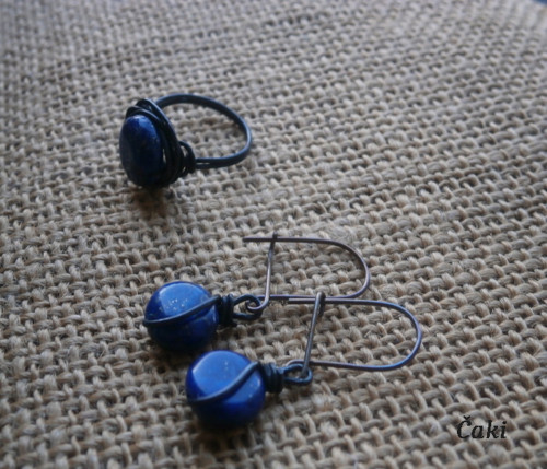 Naušnice - měď - lapis-lazuli — foto 2