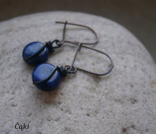 Naušnice - měď - lapis-lazuli — foto 3