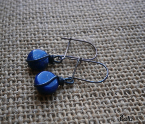 Naušnice - měď - lapis-lazuli — foto 4
