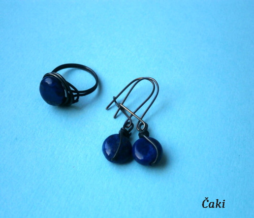 Naušnice - měď - lapis-lazuli — foto 5