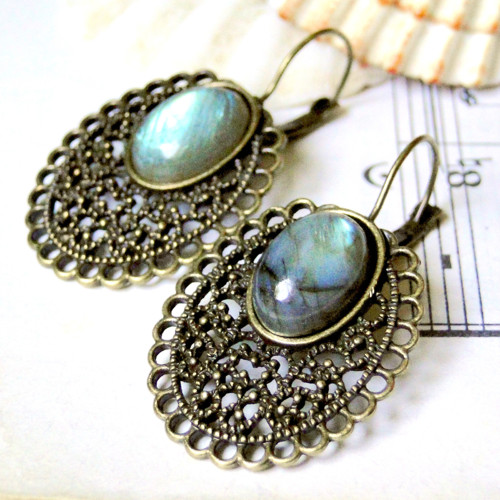 Antique Labradorite / Naušnice s labradoritem — foto 2