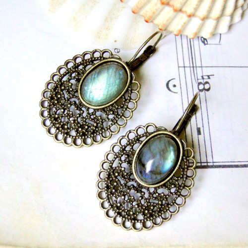 Antique Labradorite / Naušnice s labradoritem — foto 3
