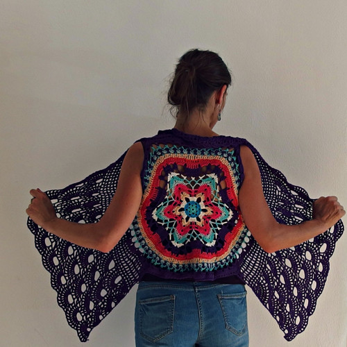 Boho vesta fialová — foto 3