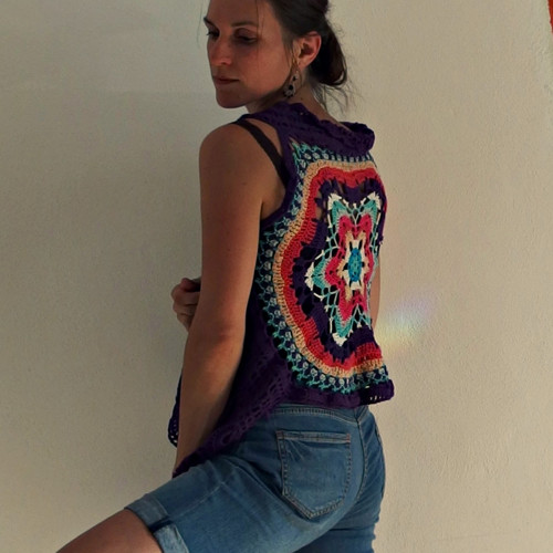 Boho vesta fialová — foto 5