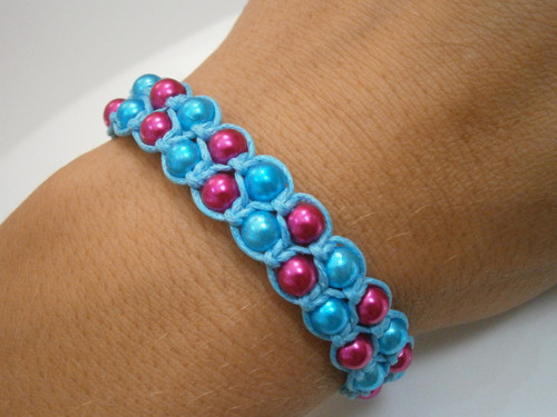 Dvojitý perličkový náramek (macramé/shamballa) — foto 2