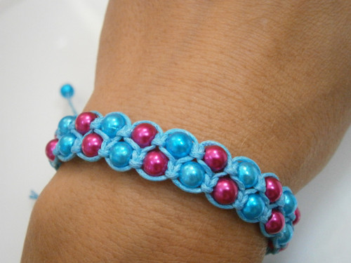 Dvojitý perličkový náramek (macramé/shamballa) — foto 3