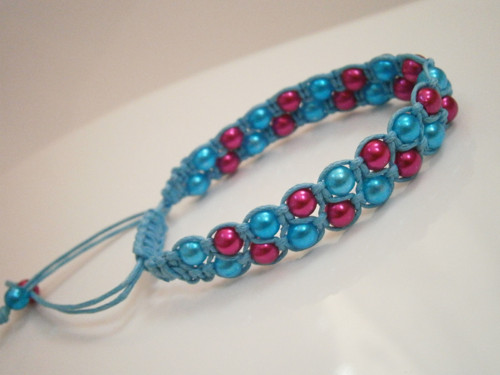 Dvojitý perličkový náramek (macramé/shamballa) — foto 4