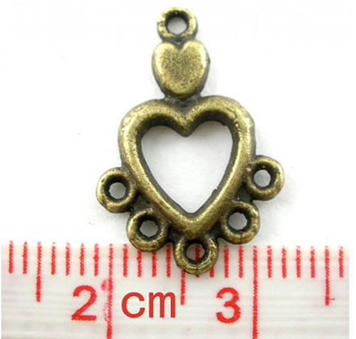 Ramínko konektor srdce/ bronz/ 13x19mm — foto 3