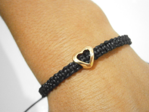 Náramek se srdíčkem (macramé) - Unisex — foto 5