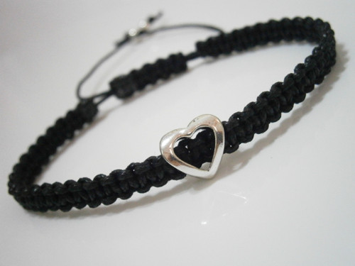 Náramek se srdíčkem (macramé) - Unisex — foto 2