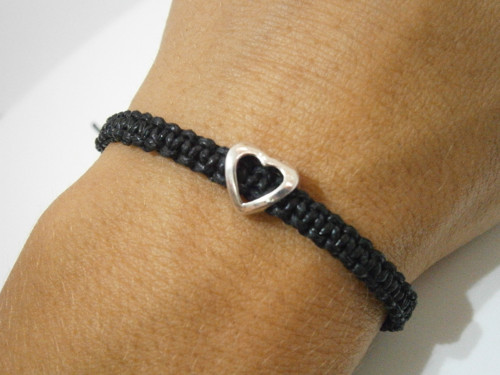Náramek se srdíčkem (macramé) - Unisex — foto 4