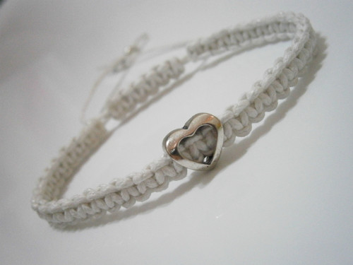 Náramek se srdíčkem (macramé) - Unisex — foto 2