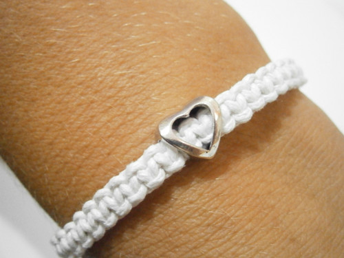Náramek se srdíčkem (macramé) - Unisex — foto 4