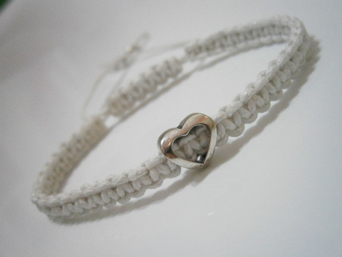 Náramek se srdíčkem (macramé) - Unisex — foto 5