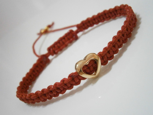 Náramek se srdíčkem (macramé) - Unisex — foto 2