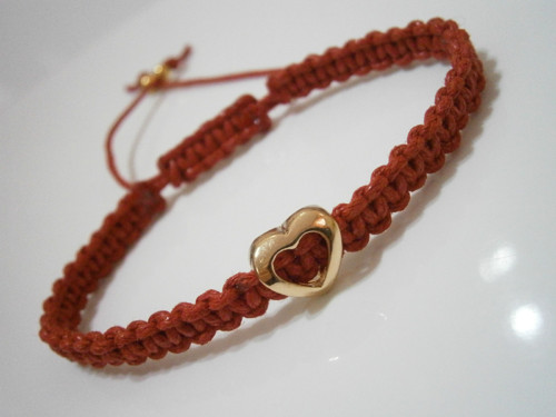 Náramek se srdíčkem (macramé) - Unisex — foto 3