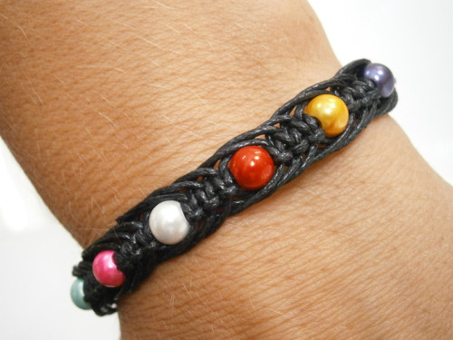 Hematitový magnetický náramek (macramé) - Unisex — foto 2
