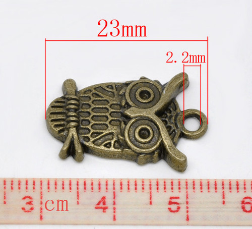 Sova MINI větev/ ant.bronz/ 23x15mm — foto 2