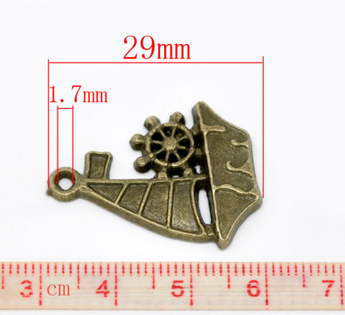 Loď větší/ bronz/ 29x22mm/ 1ks — foto 2