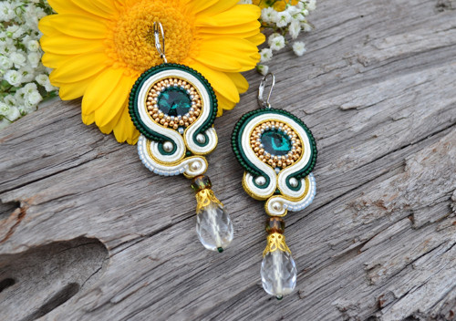 Soutache náušnice Elisabeth... smaragdové — foto 2