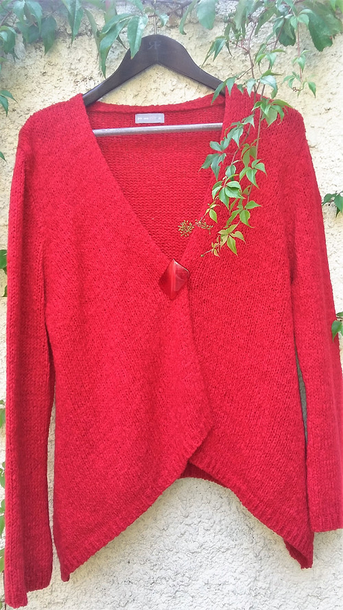 Červená se červená recy svetr — foto 4