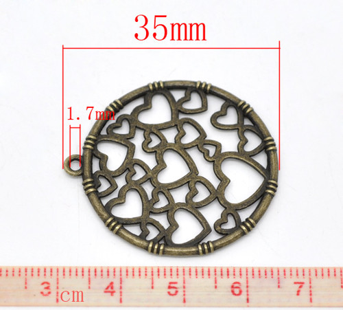 Srdíčkový kruh/ ant.bronz/ 35x32mm — foto 2