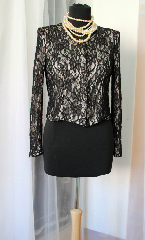 Celokrajkový černý chic jacket — foto 5