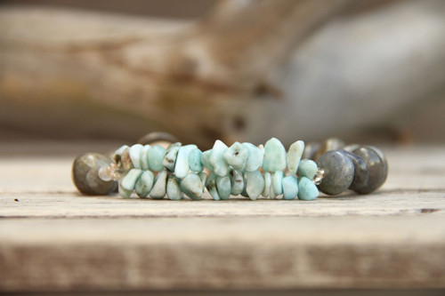 Bohemian náramok labradorit a larimar — foto 2