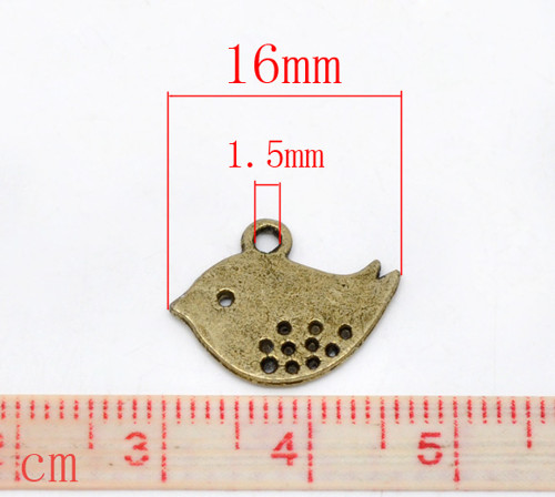 Ptáček MINI/ bronz/16x13mm — foto 2