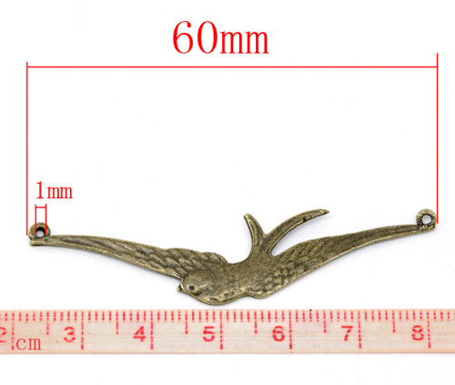 Konektor ptáček/ bronzový/ 60x14mm — foto 2
