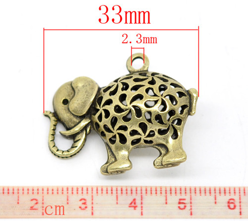 Přívěsek slon 3D/ bronz/ 33x25mm — foto 2