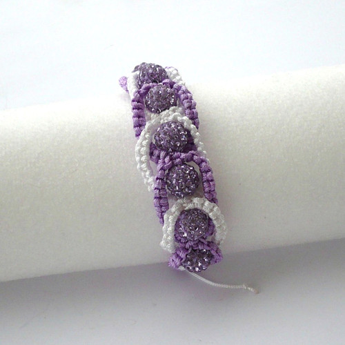 Fialovo bílý Shamballa náramek — foto 2