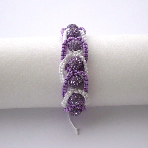Fialovo bílý Shamballa náramek — foto 3