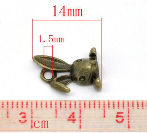 Zajíc hlava/ ant.bronz/ 14X9mm — foto 2