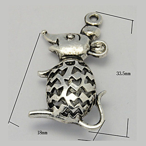 Myš 3D/ ant.stříbro/ 18x33mm — foto 2