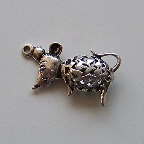 Myš 3D/ ant.stříbro/ 18x33mm — foto 3