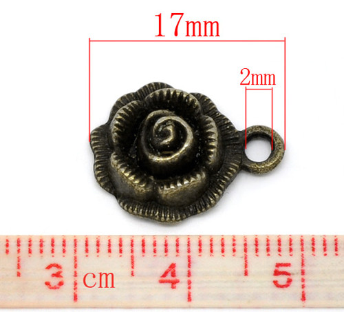 Růže antik/ ant.bronz/ 17x14mm — foto 2