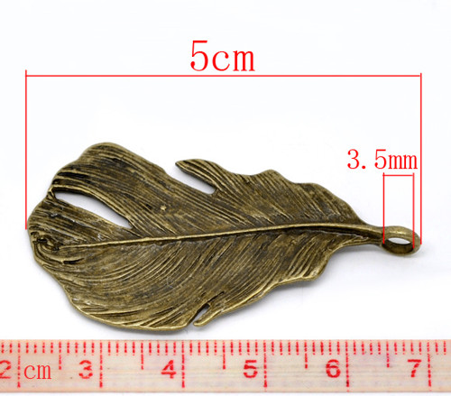 Pírko - list MAXI/ ant.bronz/ 50x25mm — foto 2