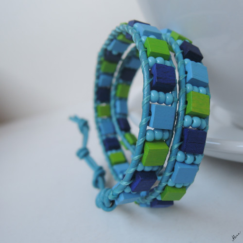 Kostkovaná ... wrap náramek — foto 2