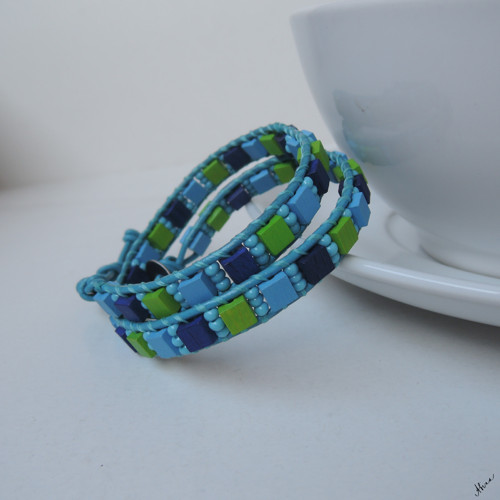 Kostkovaná ... wrap náramek — foto 4
